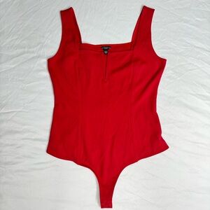 Guess Red‎ Notch Square Neck Tank Top Thong Bodysuit Womens Size M